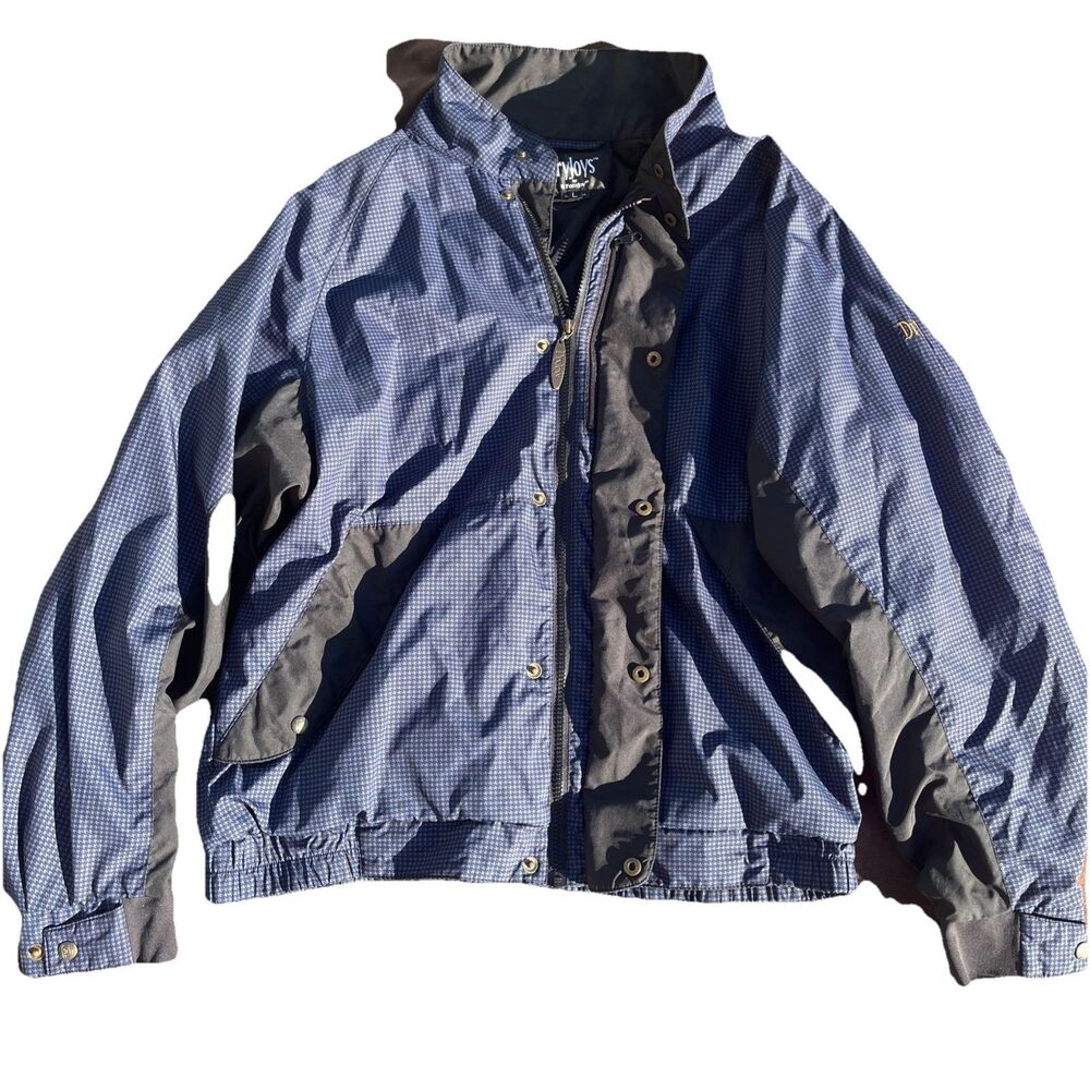 Dry Joys by FJ Foot Joy Mens L Golf Rain Jacket Windbreaker Full Zip Blue Geo